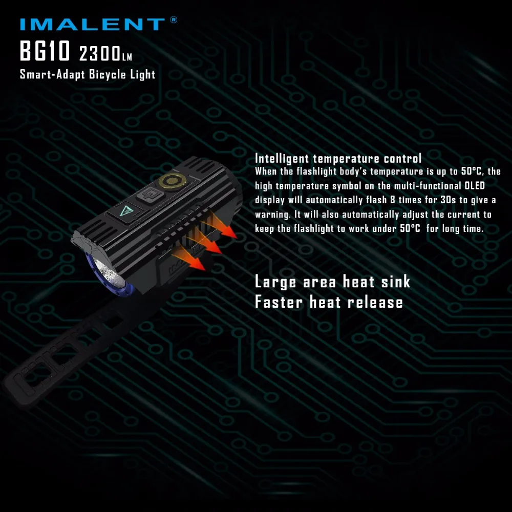 Imalent BG10 светодиодный светильник-вспышка с зарядкой от usb, велосипедный светильник CREE XHP50 2300LM, светодиодный S O светодиодный экран, водонепроницаемый велосипедный светильник+ аккумулятор 26350