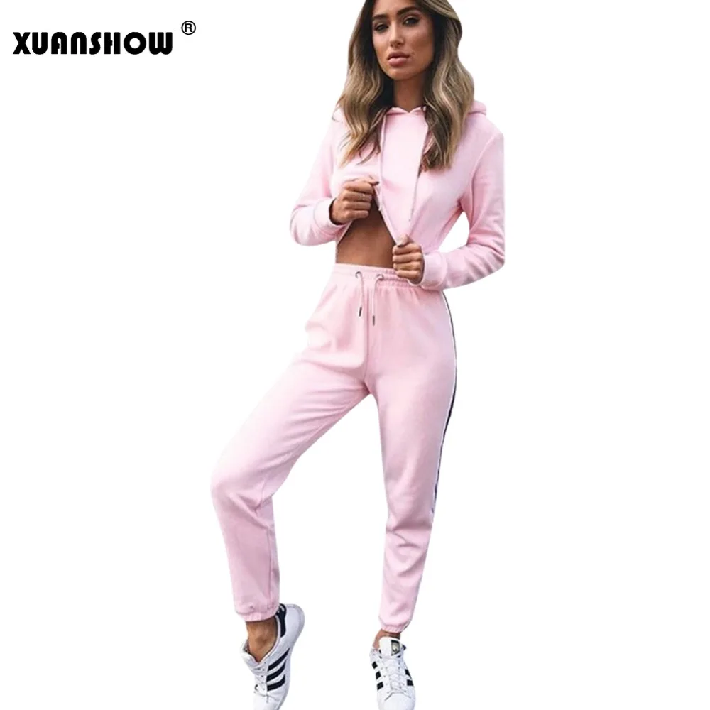 Женский спортивный костюм XUANSHOW комплект из двух предметов: Короткая Толстовка с
