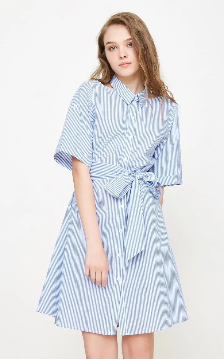 Vero Moda Полосатое платье-рубашка с короткими рукавами и вырезом лодочкой | 31836Z505
