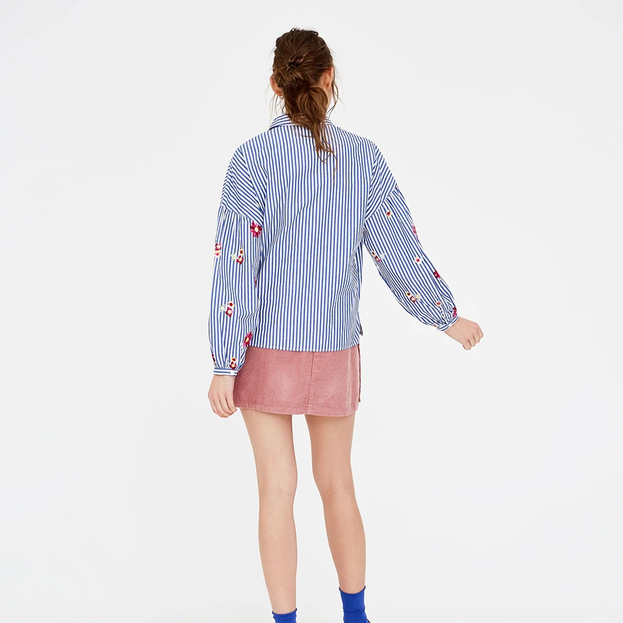 Полосатые повседневные женские рубашки с длинным рукавом Blusas Femininas Elegante