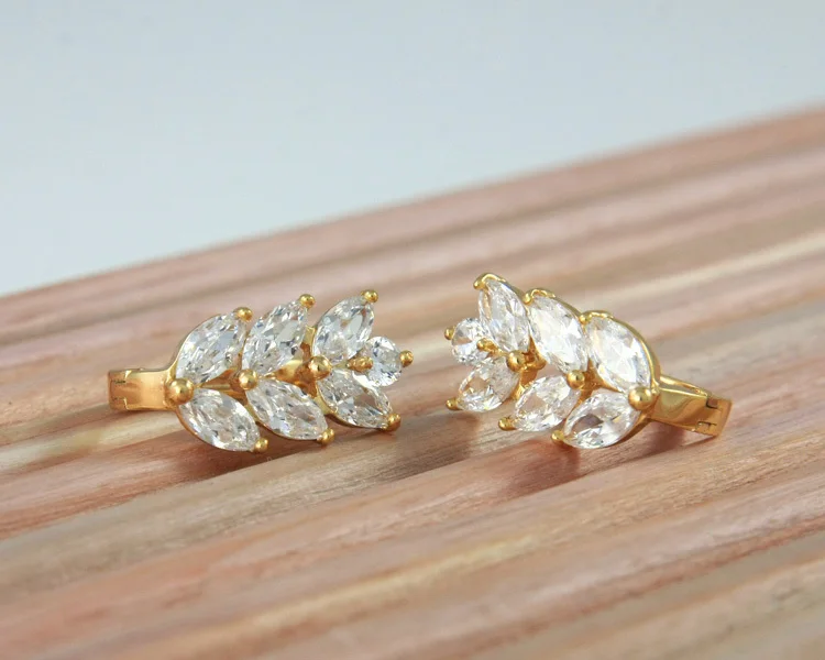 2 пара/лот Cristal Leaf золотые серьги-кольца для женщин ювелирные изделия подарок Bijoux Femme Brinco Ouro корейские серьги Модные ювелирные изделия E0411