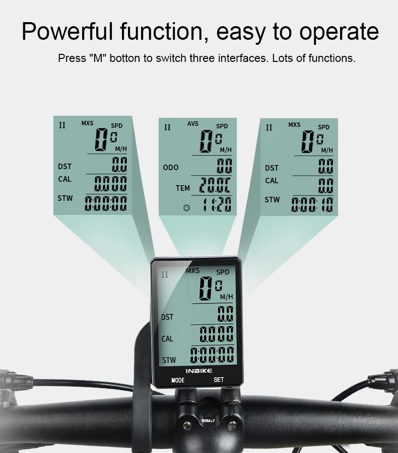 INBIKE, 2,8 дюймов, велосипедный беспроводной компьютер, непромокаемый, многофункциональный, для езды на велосипеде, одометр, велосипедный спидометр, секундомер, подсветка