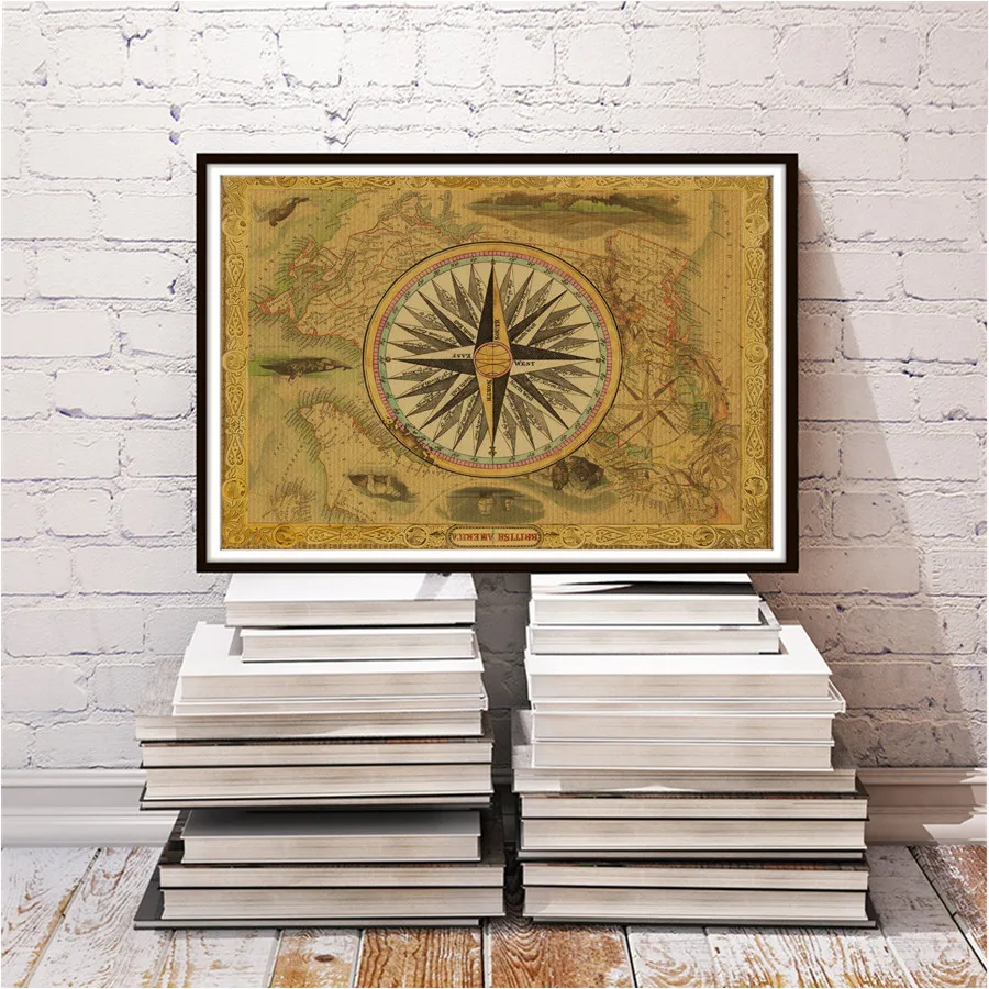 Винтажные krafts бумаги Карта мира искусства настенные наклейки холсте картина office