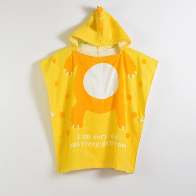 Yellow L 3 цвета, размеры S, L, банное полотенце с капюшоном для малышей, хлопковое Впитывающее пляжное банное полотенце с динозавром, розовый банный халат с динозавром - Цвет: Yellow L