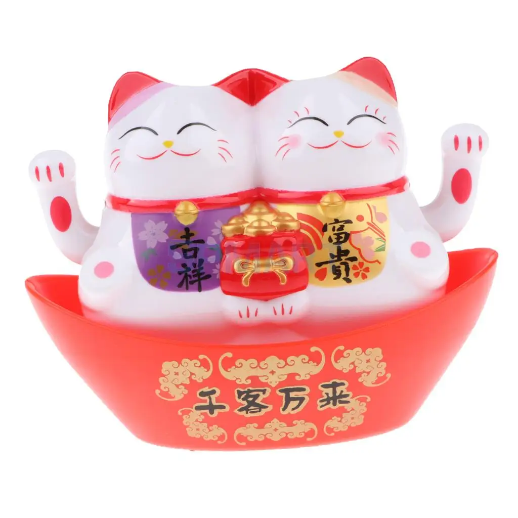 A Maneki Neko Твин животное Модель Дети трясущиеся руки фигурка игрушка Солнечный счастливый кот автомобиль орнамент домашний декор друзья подарок - Цвет: A