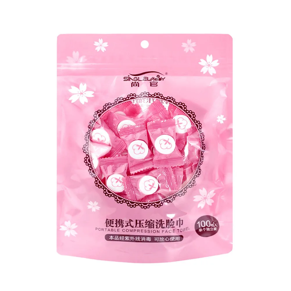 100pcs Портативный дорожный макияж чистка лица Открытый расширяемая маска салфетки Волшебные мини сжатые полотенца ткани спортивные одноразовые - Цвет: 100pcs
