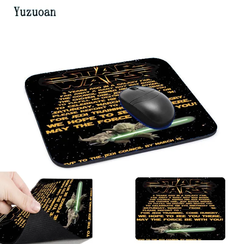 Yuzuoan Top Game Golden Star Wars Logo Computer Mouse Pad Mousepads Decorate Your Desk Non-Skid Rubber No Overlock Edge | Компьютеры и