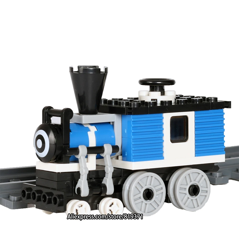 

City Series Railroad Conveyance Model Bricks Blue Train Tracks Building Blocks Toys Juguetes 26094