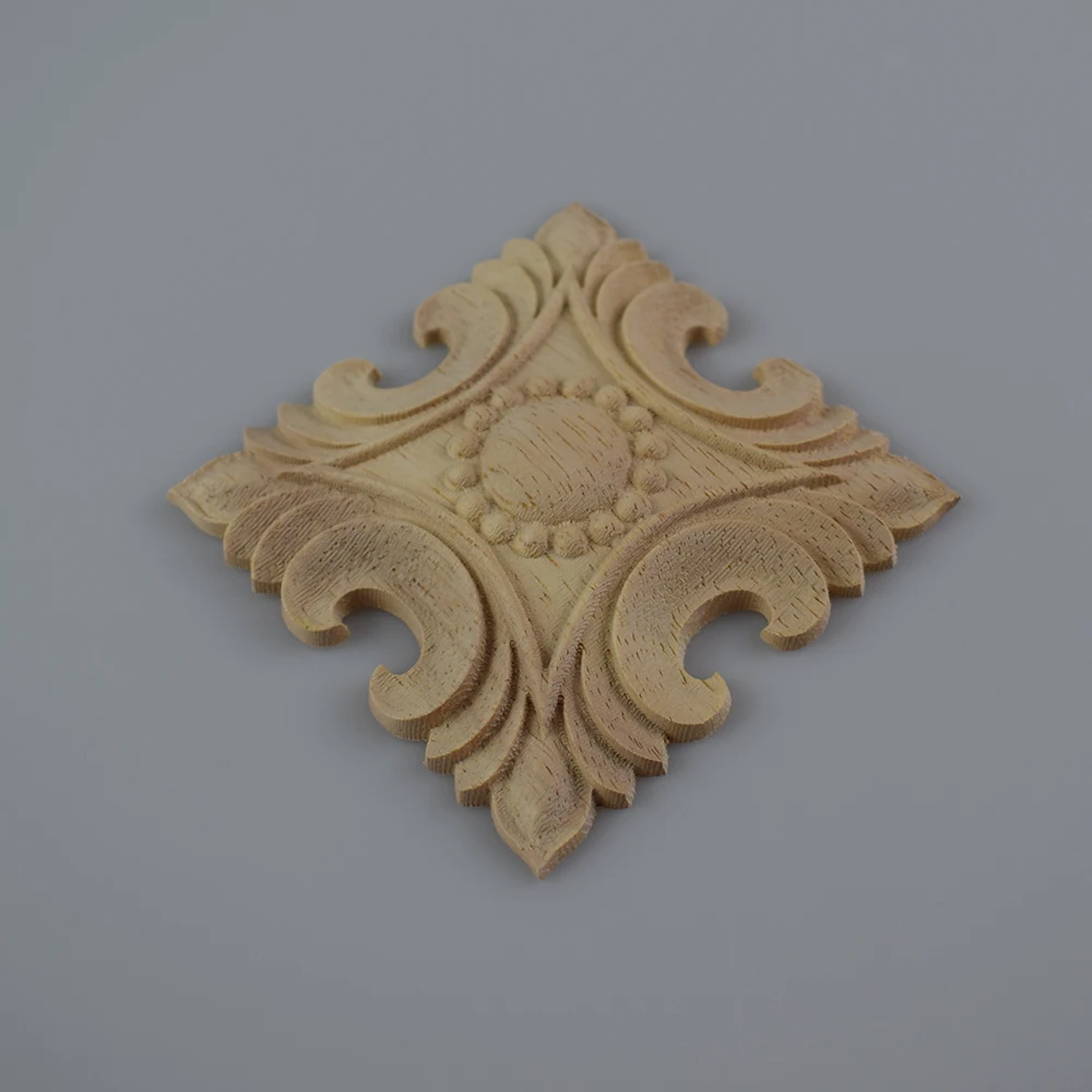 

Flower Carving Natural Wood Corner Flower Carved for Furniture Cabinet Unpainted Wooden Mouldings Decal Decorative Figurines