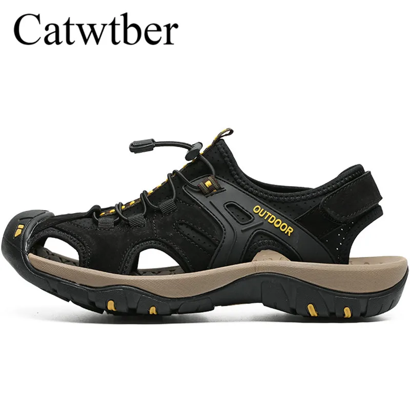 Catwtber сандалии Для мужчин кожаный мужской моды повседневная обувь летние дышащие