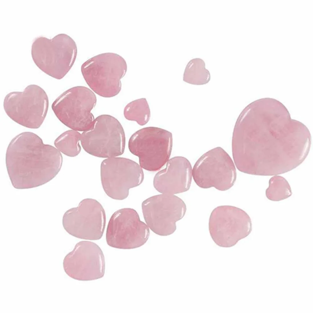 

Feng Shui Rose Quartz Pocket Mini Puff Heart Worry Healing Palm Stone W3440-2