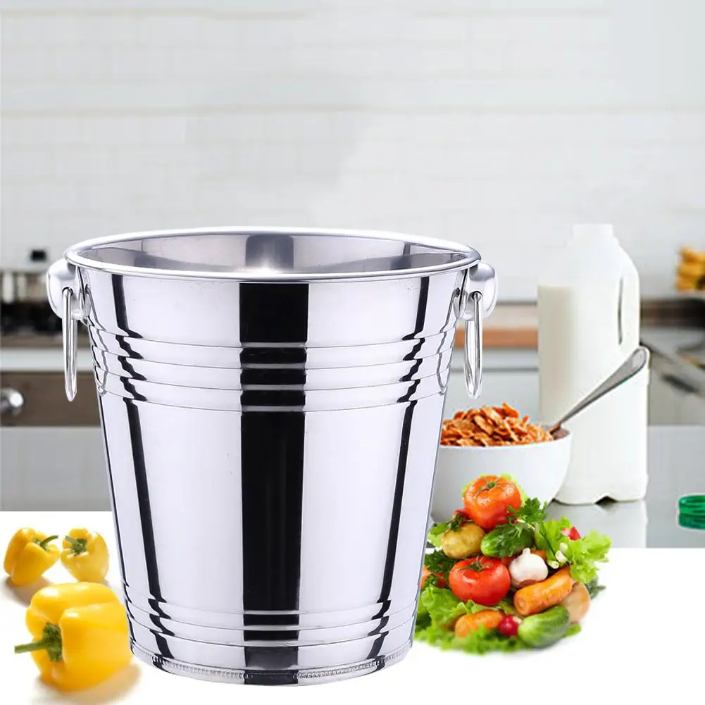 3L/5L Нержавеющая сталь переносное ведро для льда пива двойной круглые рукоятки Ведёрко для льда держатель льда контейнер для бара вечерние бокал для шампанского