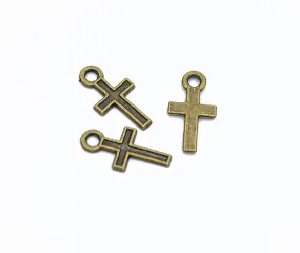 100pcs/lot Antique Bronze Gold Color Cross Charm 16x9mm Floating Locket Pendant for DIY Handmade Jewelry Material Supplier | Украшения и