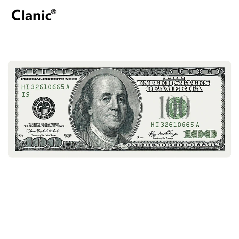 

700*300 100 dollars banknotes pattern printing mouse pad Novelty ideas gift Overlock large USD mousepad