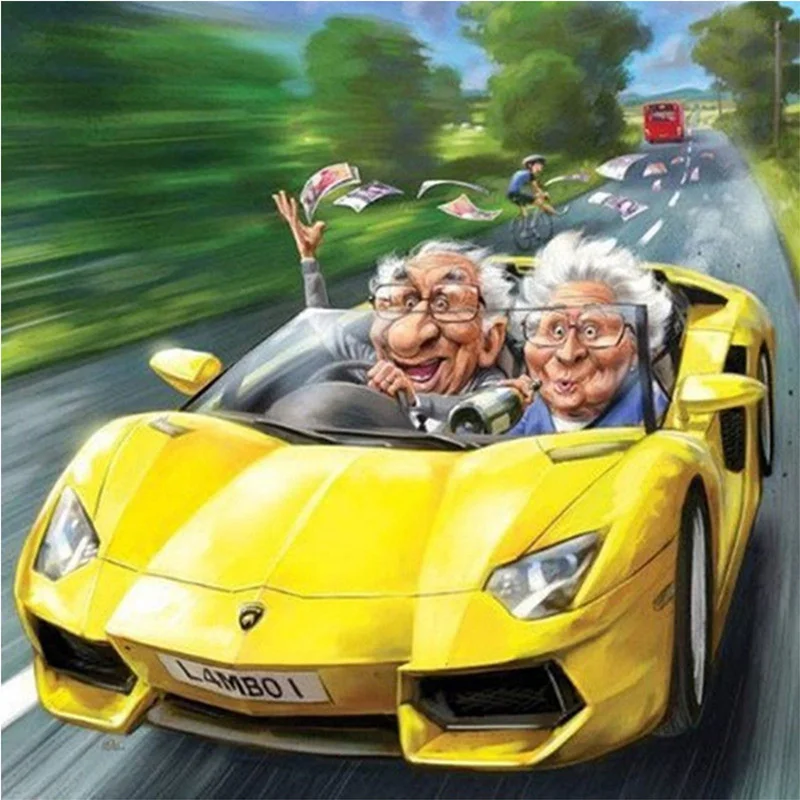 ZJZY машина Crazy Old Man смола 5D Сделай Сам Алмазная картина мозаичная вышивка бисером