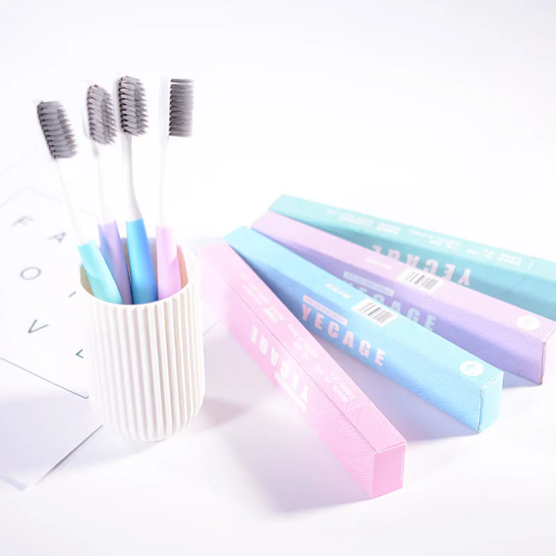 Одноцветная зубная щетка в коробке супер чистая и мягкая картонная упаковка
