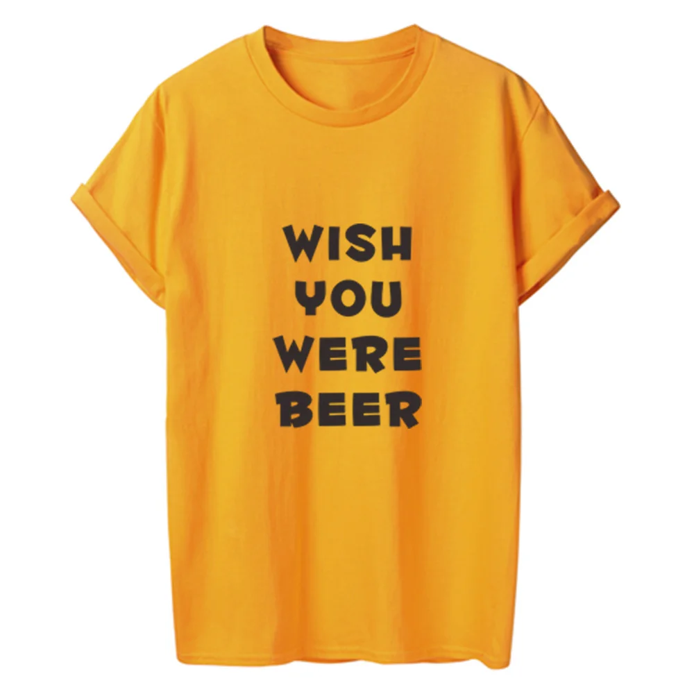 ONSEME/крутые футболки с круглым вырезом и надписью Wish You was Beer забавные домашние