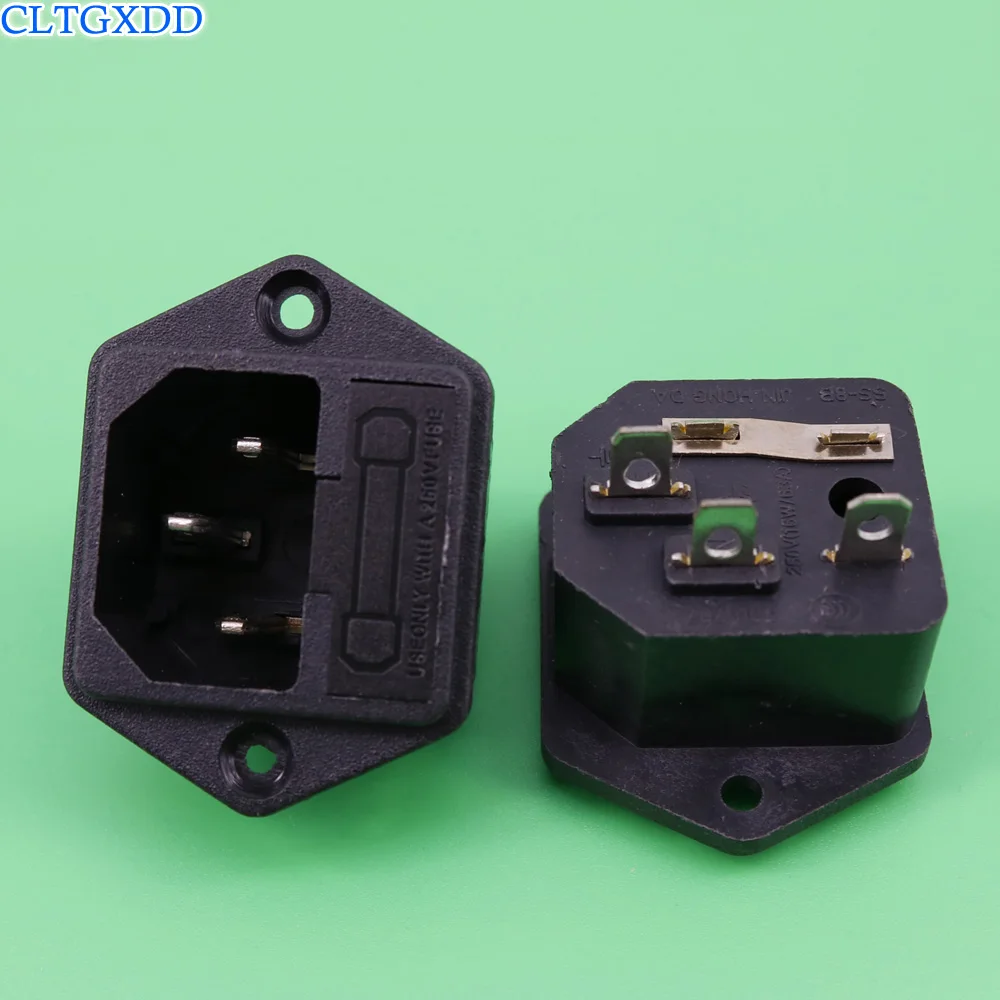 

cltgxdd AC 250V 10A Fuse Holder 3 Terminals IEC320 C14 Male Power Plug