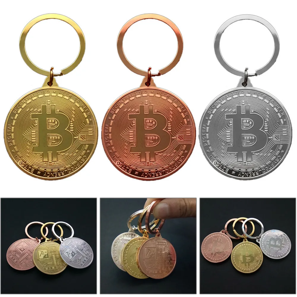 Позолоченный Bitcoin монета брелок арт коллекция монет BTC цвета: золотистый