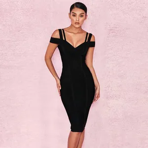 wholesale New Dress Black and wine red Elastic tight pack hip Fashion elegance Cocktail party bandage dress (L2414) wholesale New Dress Black and wine red Elastic tight pack hip Fashion elegance Cocktail party bandage dress (L2414)
