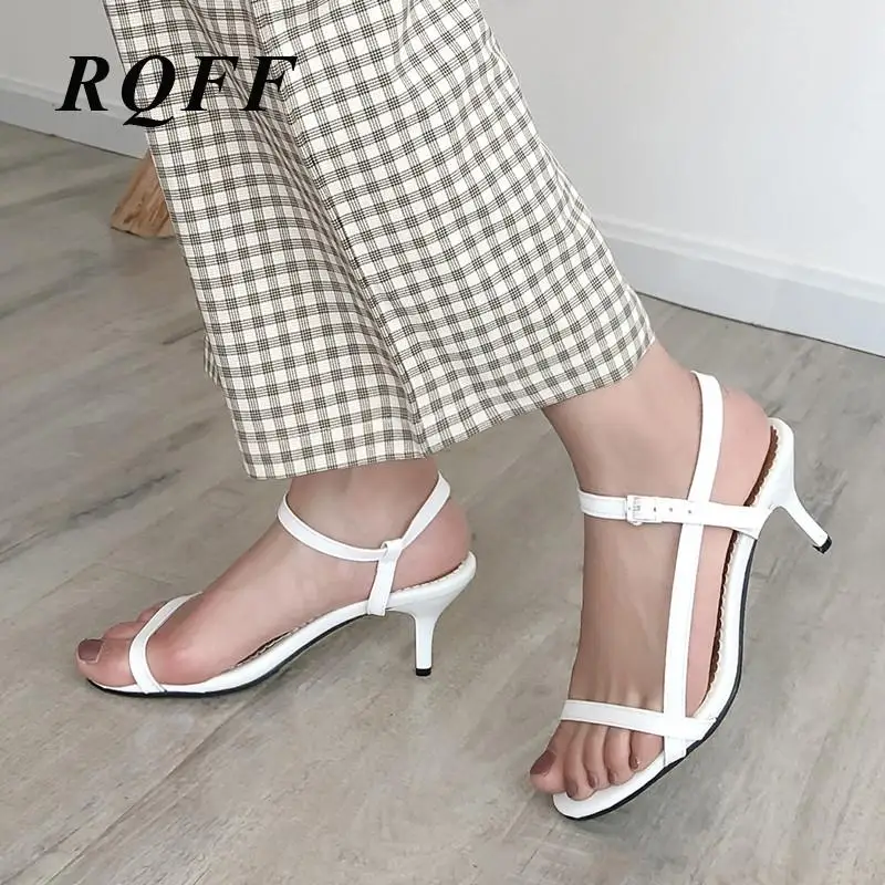 Женские босоножки большие размеры 41 42 43 летние туфли на тонком каблуке с ремешком