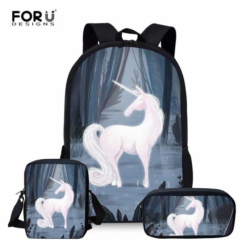 Z3477ECK FORUDESIGNS/ школьные рюкзаки с единорогом для девочек-подростков, Школьный набор, сумка, милый рюкзак на молнии, чехол-карандаш для детей, Mochila - Цвет: Z3477ECK