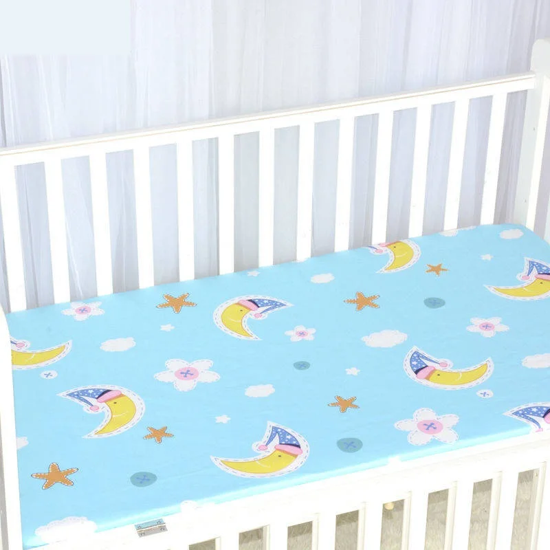 

1 Piece Anti-slip Crib Fitted Sheet For Newborns Cot Mattress Cover Pure Cotton Absorbent Sweat Beddings Cartoon Baby Sheets