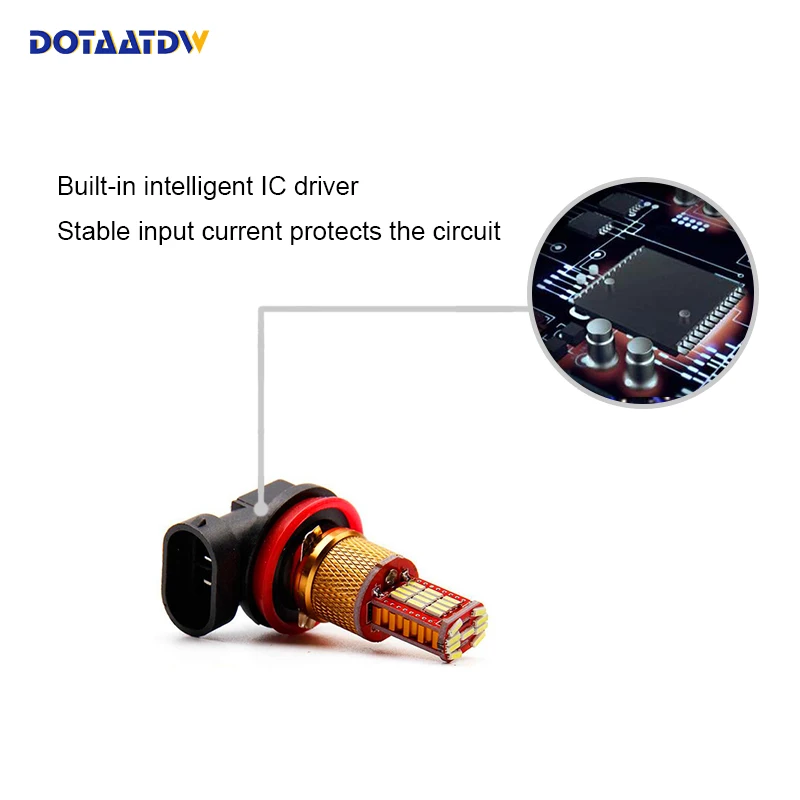 DOTAATDW 2x 800lm H8 H11 9005 9006 светодиодный автомобиль автомобилей лампы Авто