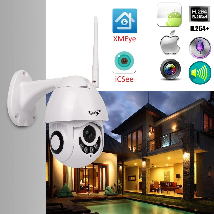 WIFI камера наружная PTZ IP 1080p скоростная Купольная Wi Fi CCTV 2MP IR Onvif ip водонепроницаемая