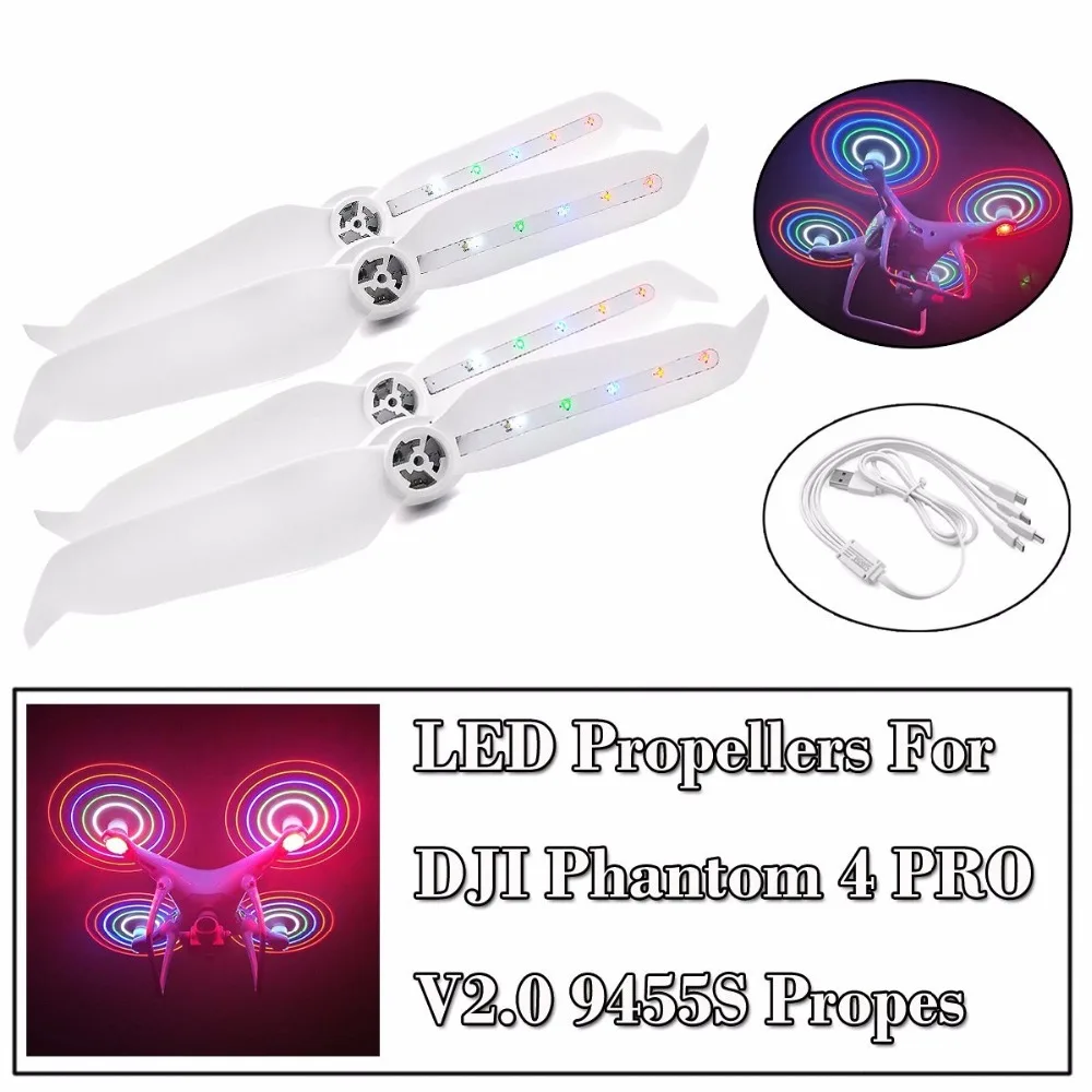 DJI Phantom 4 Pro V2.0 Low Noise Propellers LED Flash Propeller For Series/Phantom v2.0 Drone with USB Cable | Электроника