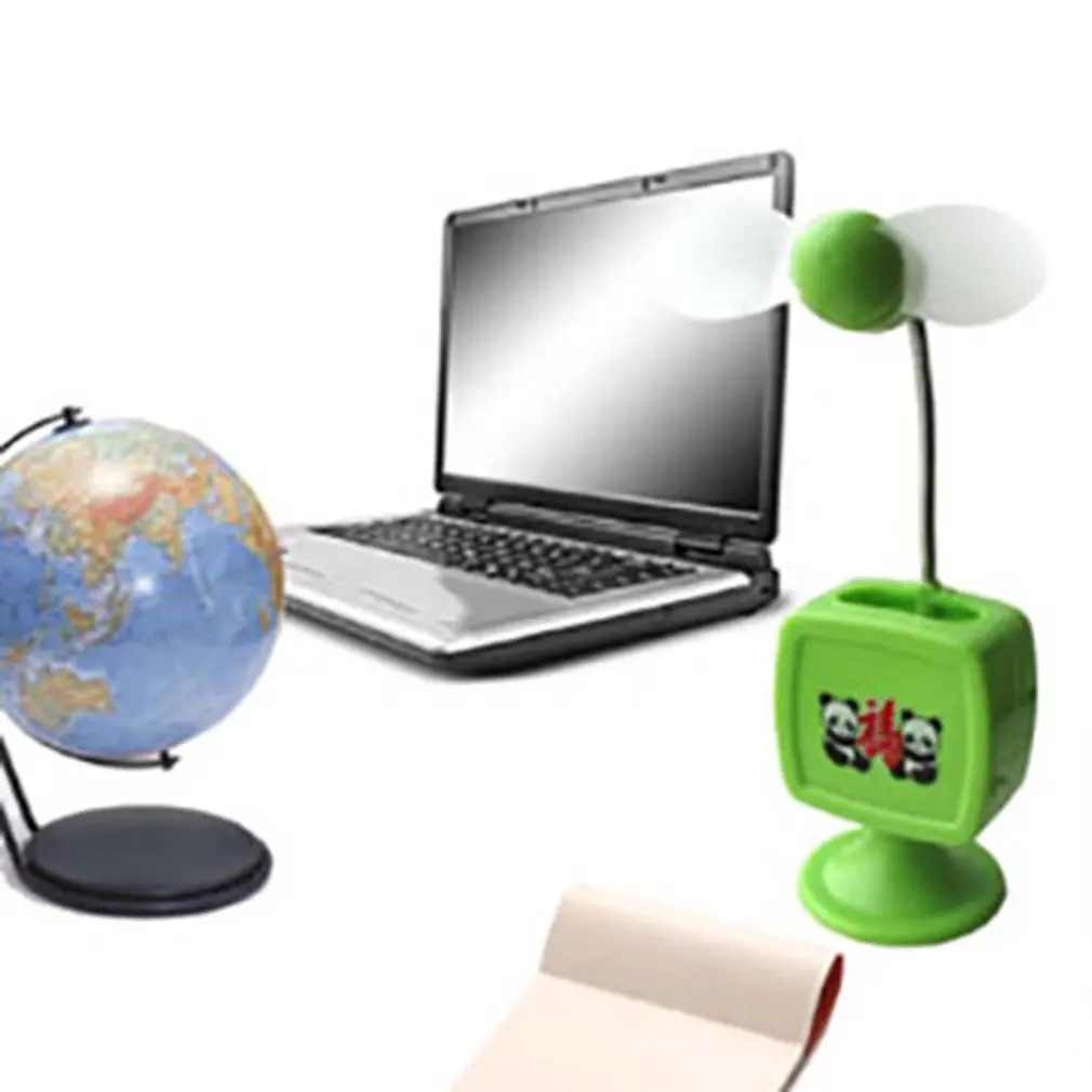 Креативный USB вентилятор 2 мягкие лезвия портативный мини настольный с ручкой