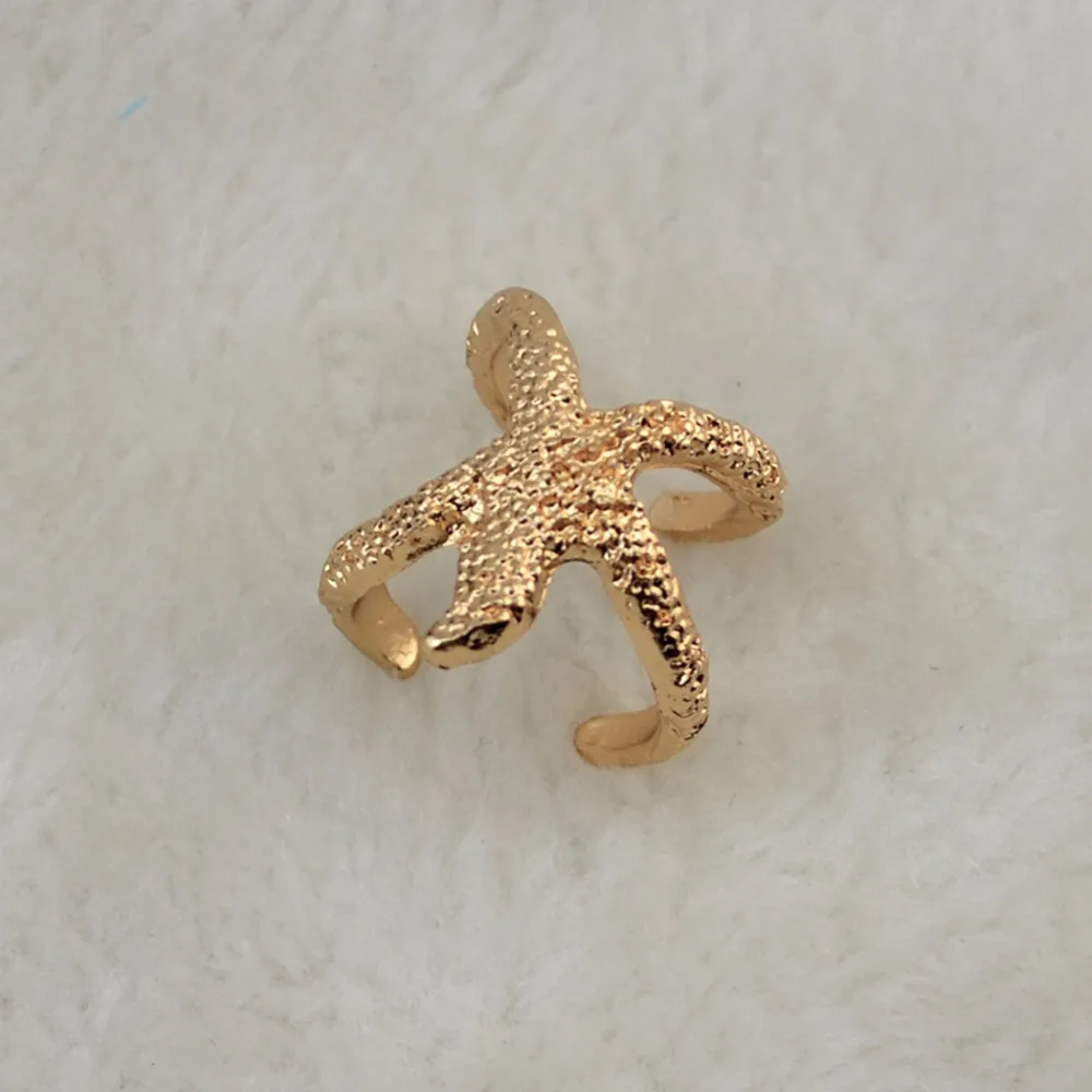 Кольцо на палец в стиле ретро бронзовое золотое из сплава|starfish ring|finger ringring bronze |
