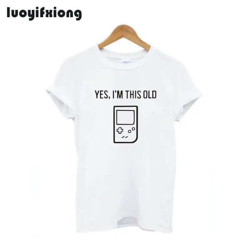 

Luoyifxiong Yes I'm This Old Funny Gamer Slogan Women Tshirt Short Sleeve Tee Shirt Femme Sarcastic Retro T Shirt Women Tops