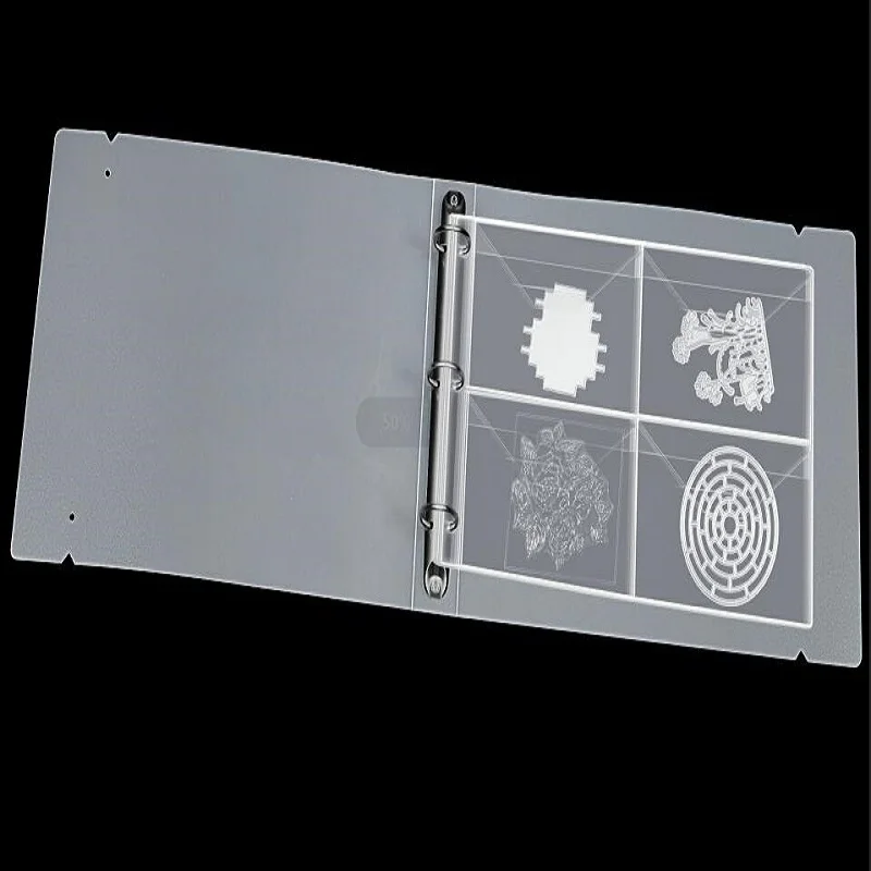 3 to 5 sheets Cutting Dies and stamps Storage folder 4 grid Transparent Stamps Collections Case for silicone dies | Дом и сад