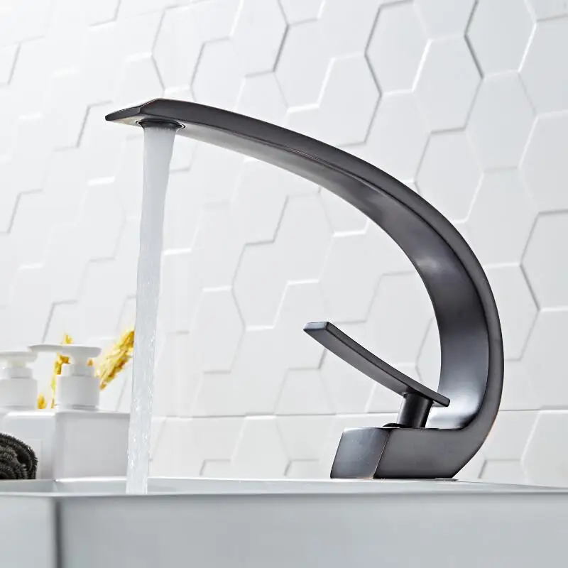 Tuqiu Black/white bath Basin Faucet Brass Chrome Faucet Brush Nickel Sink Mixer Tap Vanity Hot Cold Water Bathroom Faucets