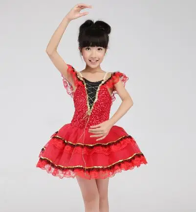 red sequin adult kids Ballet Dance Tutu Ballerina Girls Dancing Dress team performance ballet dress leotard fur collar | Тематическая