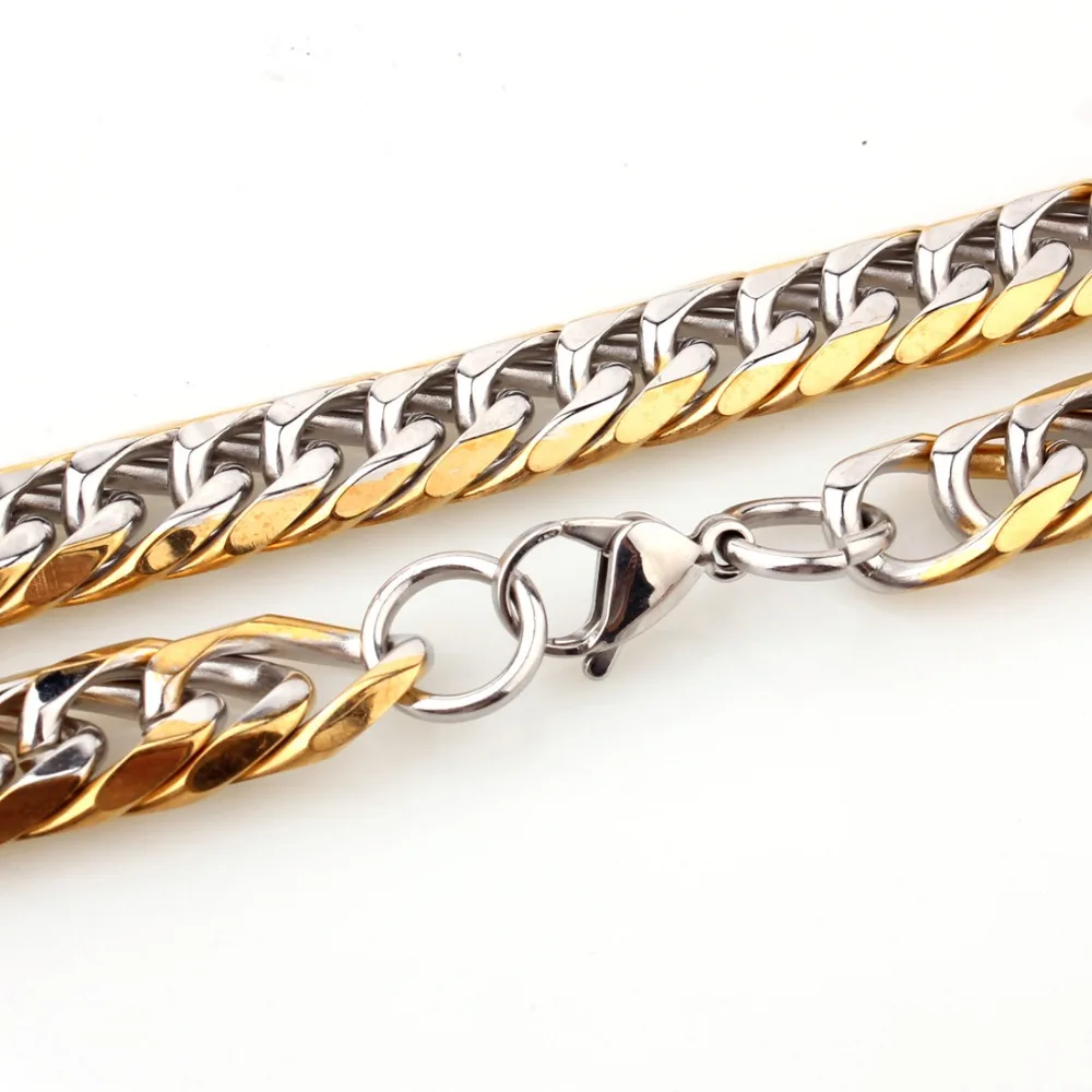 Цепь мужская из нержавеющей стали под серебро и золото Ширина 13/16 мм|Цепочки| |