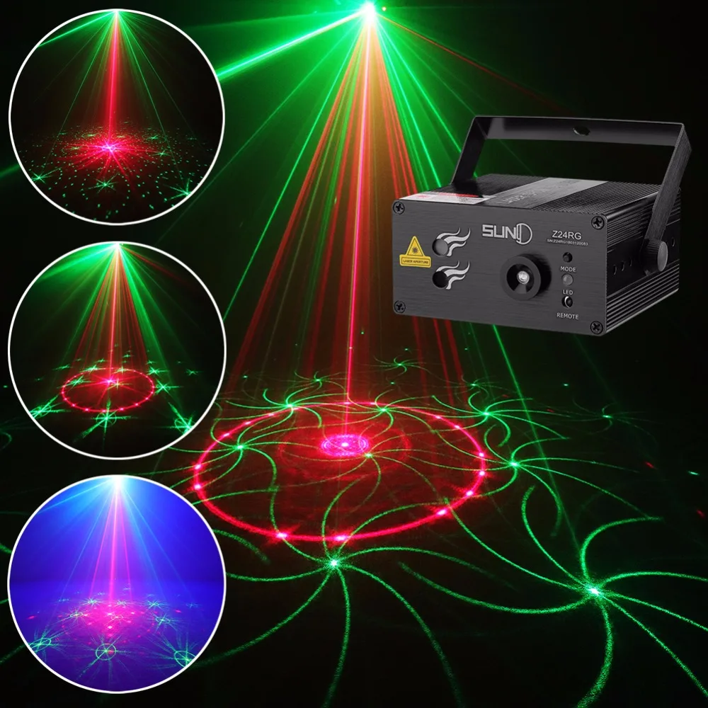 

SUNY 24 RG Patterns Laser Light Blue LED Stage Light Sound Activated Gobo Projector Show for Club Bar DJ Disco Home Party(Z24RG)