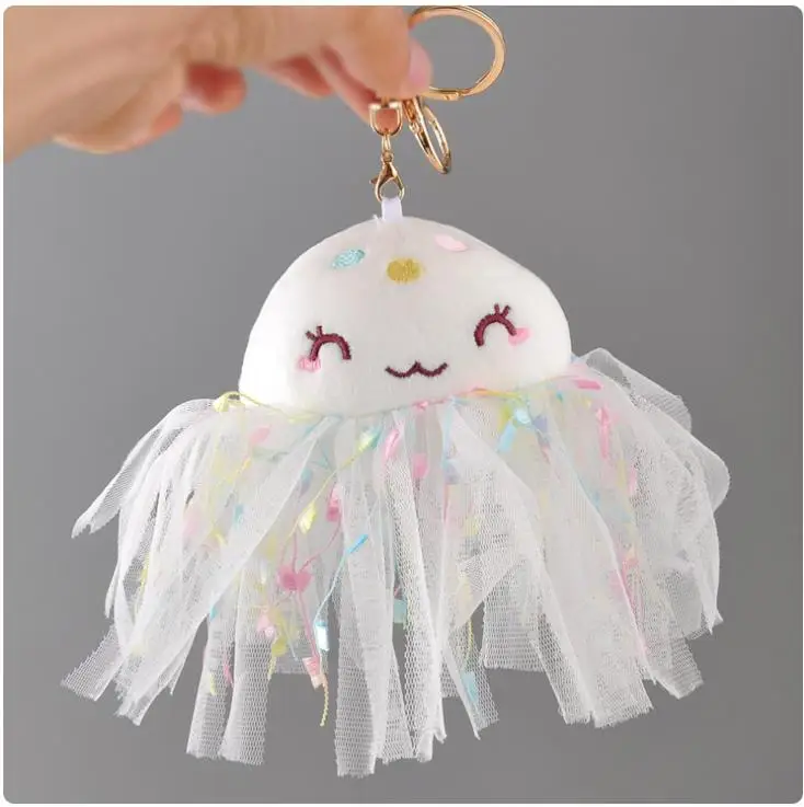 white Морская Медуза плюшевая Подвеска Игрушка Кукла раскладушка кукла плюшевый брелок 10 см 5 цветов wj04 - Цвет: white
