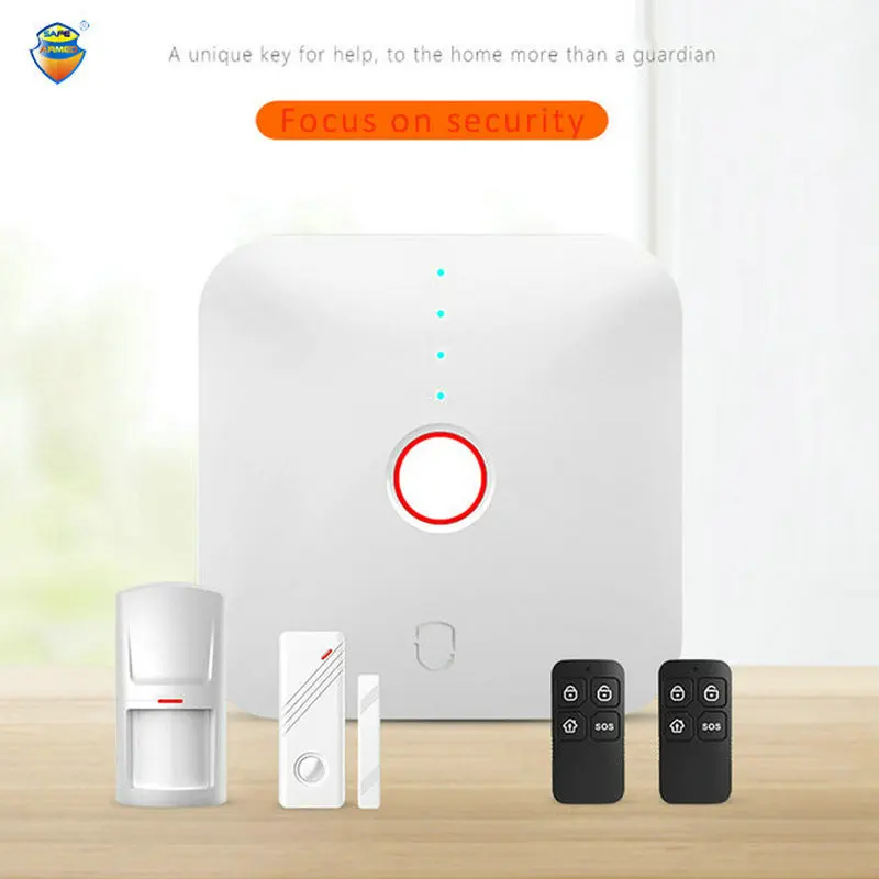 (1 Set) Smart WIFI kit For Home security Alarm support Apps control Wireless PIR Motion Door Contact sensor Anti Burglar System