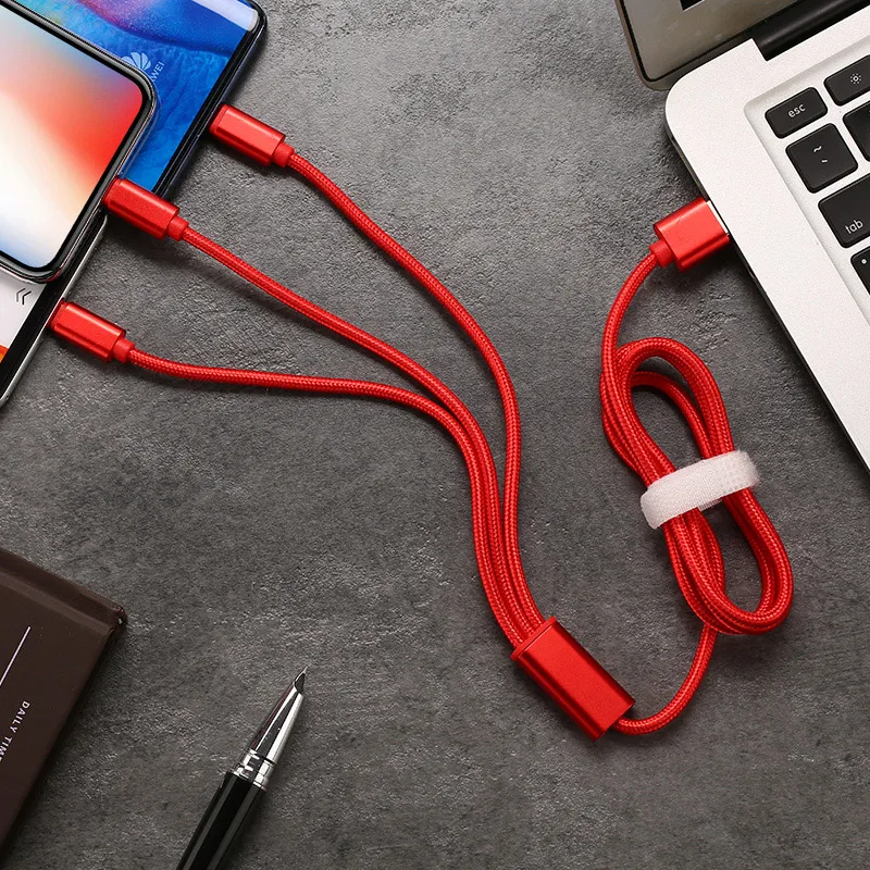 3 в 1 USB телефонный кабель для iPhone Type C Micro 3A провод быстрой зарядки Samsung Xiaomi