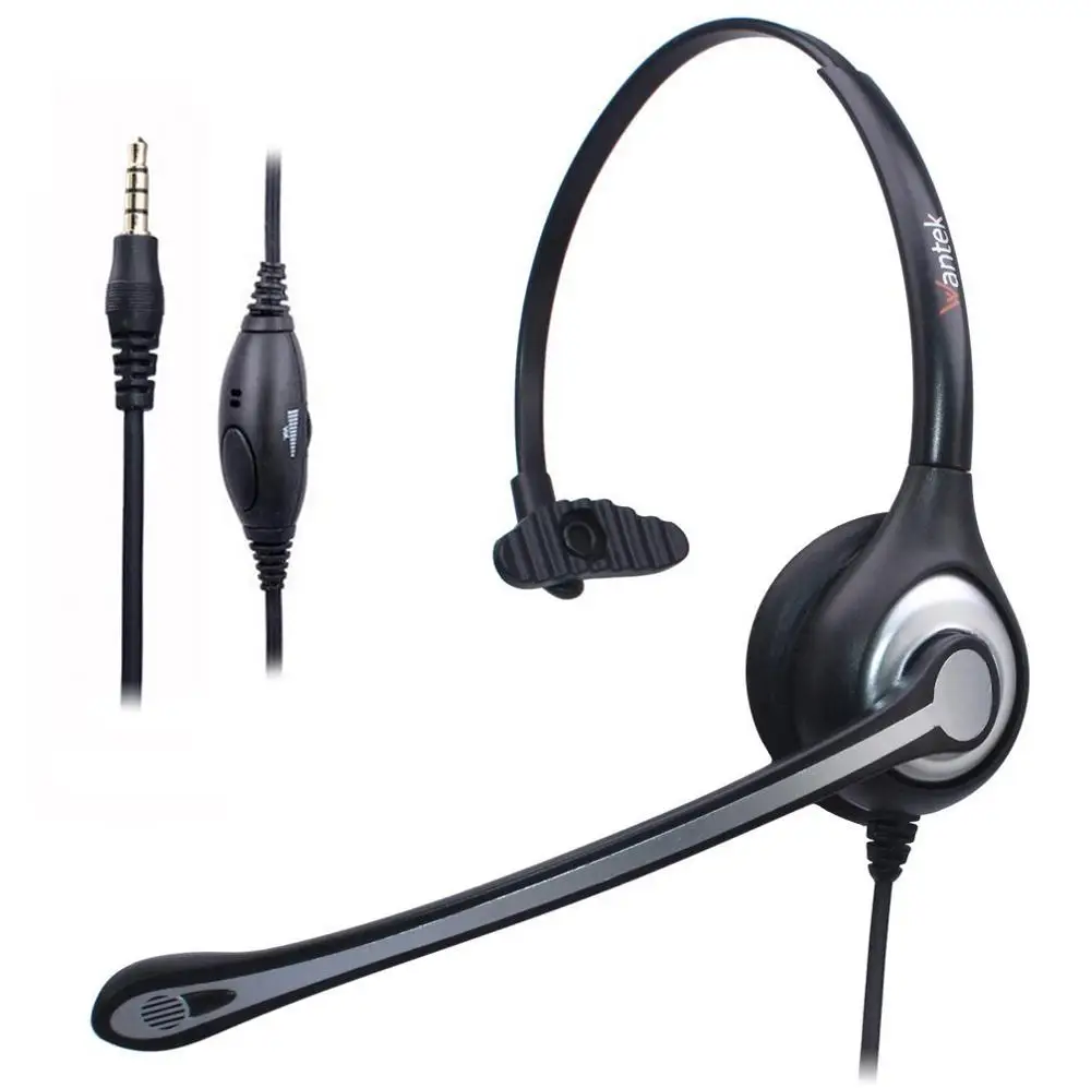 Monaural F600J35 Гарнитура для мобильного телефона Wantek с шумоподавлением и регулируемым креплением для мобильного телефона и смартфонов с разъемом 3,5 мм - Цвет: Monaural F600J35