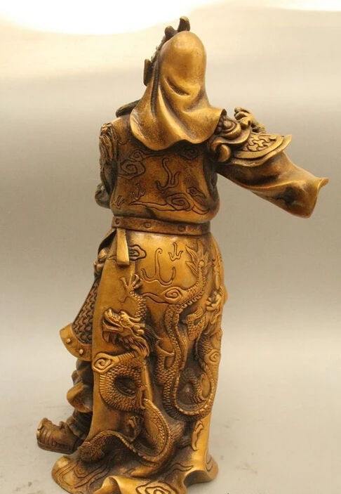 14 &quotКитайский народный Медь стенд общего Гуань Гун Юй Воин Бог Статуя Скульптура