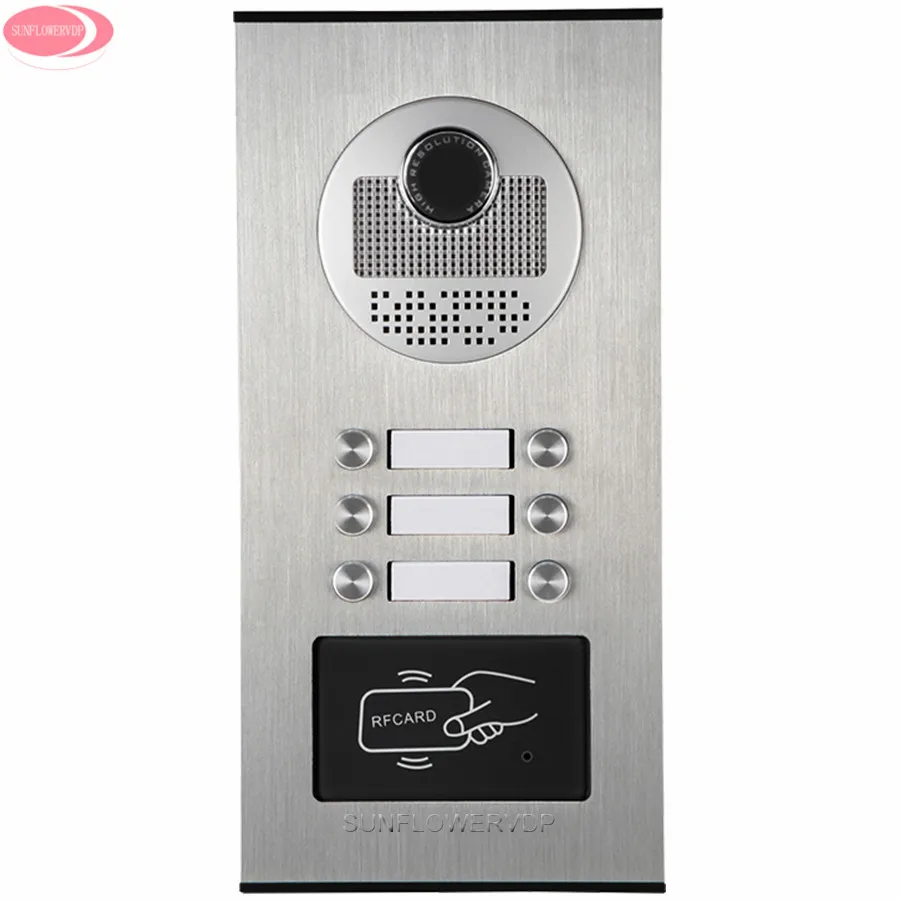 For 6 apartments Video Intercom With Video Recording Free 8 GB SD Cards+5 Keys RFID Access Door Camera With Electric Strike Lock