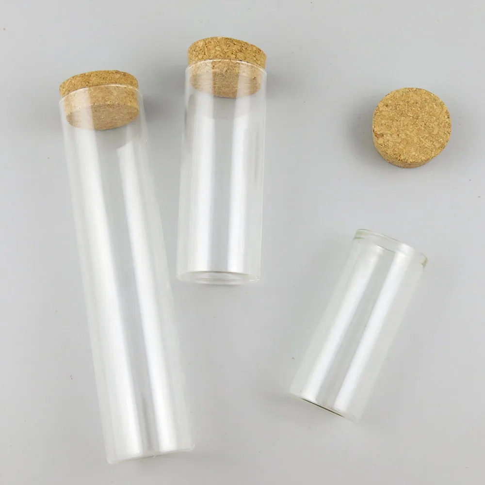 

24pcs 80ml 120ml 160ml Clear Glass Tubes with Wood Cork Big Glass Vials For Wishing Bottle Lucky Bottle Candy Bead Storage