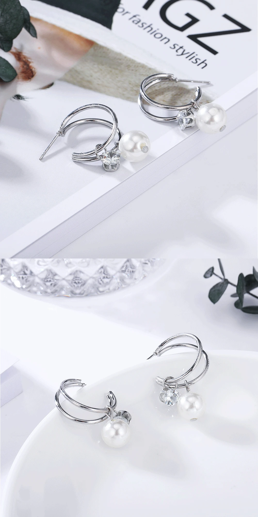 HanCheng, модные круглые серьги, серебряные серьги с жемчугом, стразы, висячие серьги, ювелирные серьги для женщин, brincos bijoux
