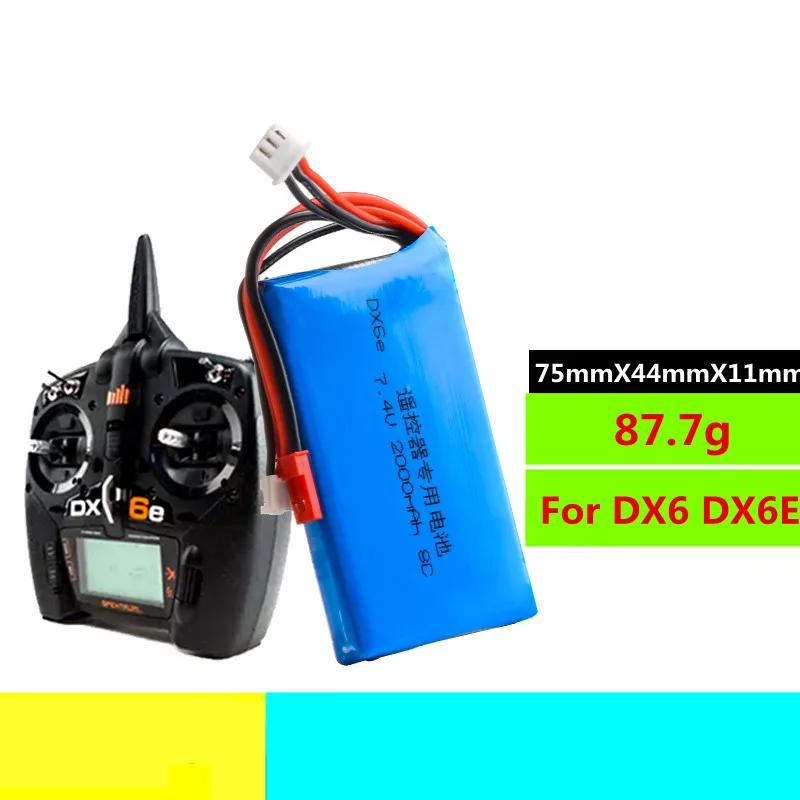 Передатчик SPEKTRUM батарея радио DX6 DX6e DX8 7 4 V 2S 2000 mAh Lipo для радиоуправляемого