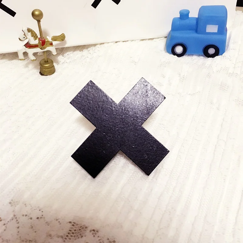 Black Cross Популярные 1 кролик/борода/Облако настенные крючки DIY деревянная вешалка настенные украшения детская комната поставки - Цвет: Black Cross