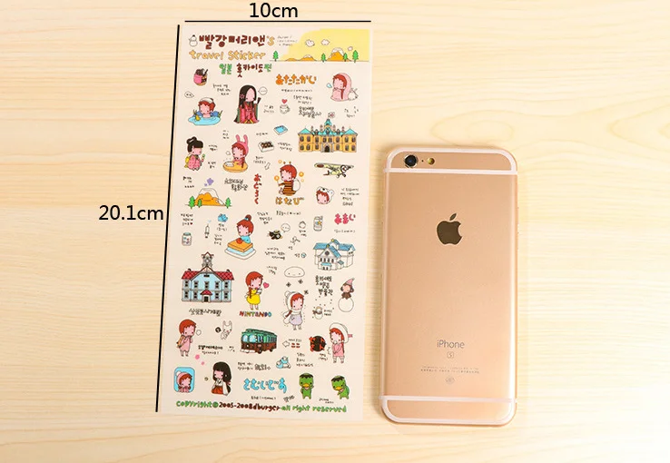6 шт./лот Kawaii girl travel PVC Sticker for DIY Скрапбукинг дневник телефонные стикеры продукция