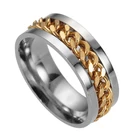 Кольцо для мужчин и женщин с вращающейся цепочкой, 8 мм, из титановой нержавеющей стали, гибкое, повседневное, для свадьбы, кольца на палец, мужское украшение в подарок 7C0240